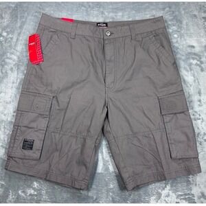 Bobson Miyagi Mens Gray Cargo Shorts Mid-Rise Japanese Denim Brand Size 34 NWT